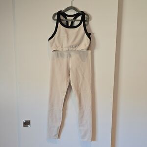 Vuori Cream Legging Jumpsuit with Black Trim
